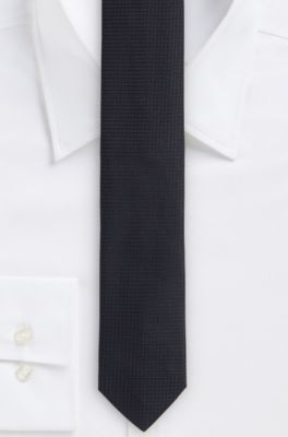 'Tie 6 cm' | Slim, Silk Textured Tie , Black