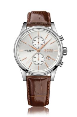 '1513280' | Chronograph Leather Strap Quartz Watch, Assorted-Pre-Pack