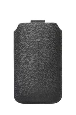 'Brussels Universal' | Embossed Leather Cell Phone Case, Black