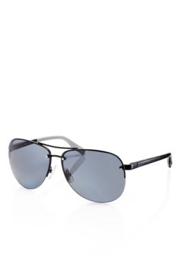 BOSS 'Sunglasses' Dark Ruthenium Rimless Aviator Sunglasses