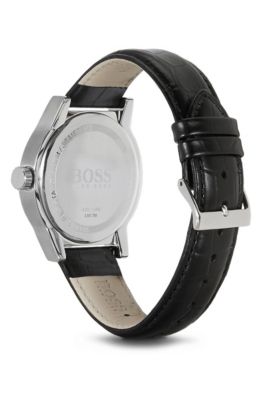 BOSS - '1512911' | Black Crocodile Embossed Leather Strap Quartz Watch