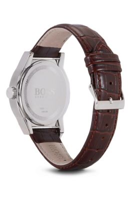 BOSS - '1512912' | Brown Crocodile Embossed Leather Strap Quartz Watch