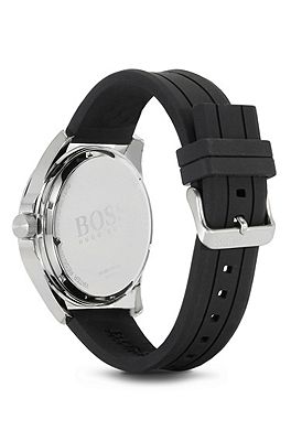 BOSS - Chronograph Silicon Black Logo Strap Watch | 1512945