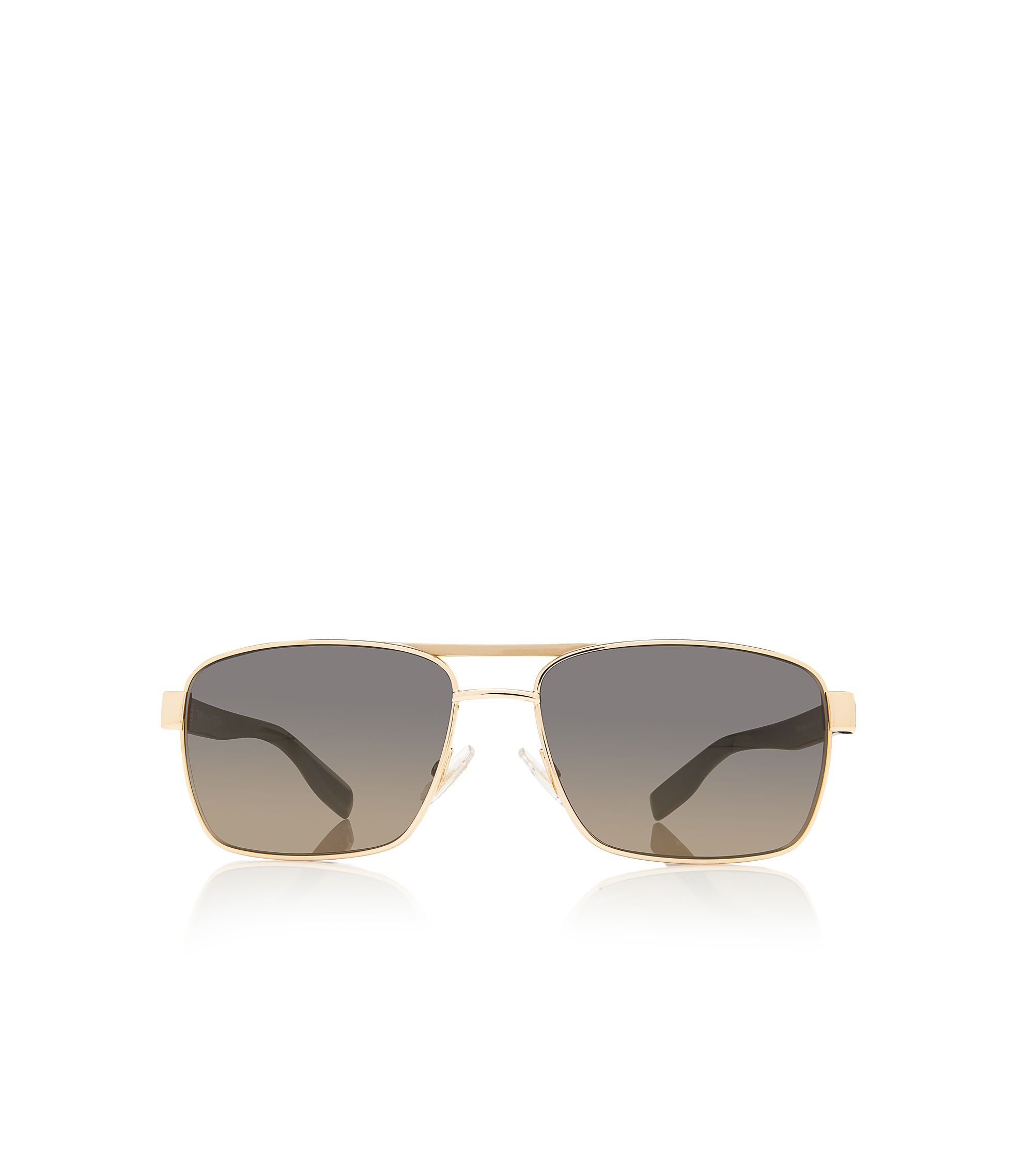 Gold-Tone Designer Logo Accent Sunglasses Temple Amazon.com: Chain Temple Gold Oversized Flat Top Clear Lens  main image 3
