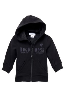 'J05240' | Toddler Stretch Cotton Blend Hooded Zip Sweatshirt, Black