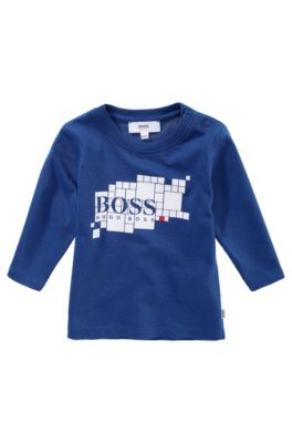'J05249' | Toddler Long-Sleeved Cotton Print Crewneck T-Shirt, Blue
