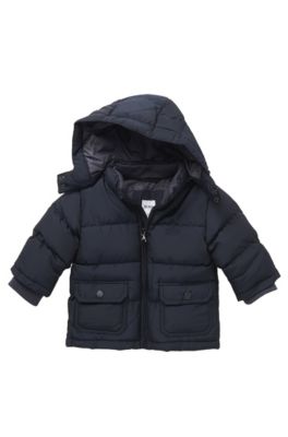 'J06076' | Toddler Polyester Blend Quilted Jacket with Detachable Hood, Dark Blue