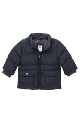 'J06076' | Toddler Polyester Blend Quilted Jacket with Detachable Hood, Dark Blue
