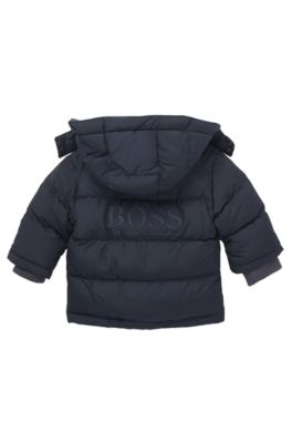 'J06076' | Toddler Polyester Blend Quilted Jacket with Detachable Hood, Dark Blue