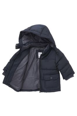 'J06076' | Toddler Polyester Blend Quilted Jacket with Detachable Hood, Dark Blue
