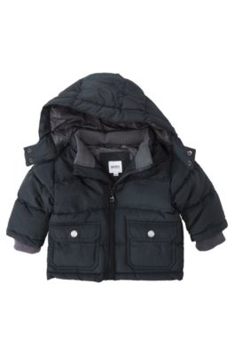 'J06076' | Toddler Polyester Blend Quilted Jacket with Detachable Hood, Dark Blue