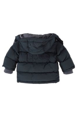 'J06076' | Toddler Polyester Blend Quilted Jacket with Detachable Hood, Dark Blue