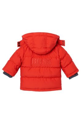 'J06076' | Toddler Polyester Blend Quilted Jacket with Detachable Hood, Red