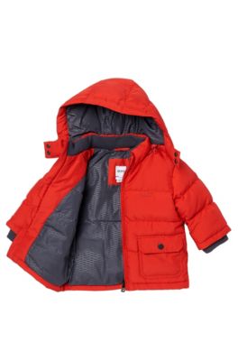'J06076' | Toddler Polyester Blend Quilted Jacket with Detachable Hood, Red