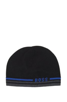'J21108' | Knit Cotton-Wool Blend Hat, Black