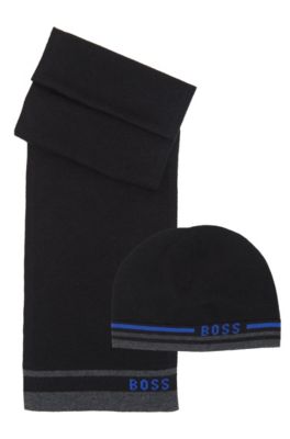 'J21108' | Knit Cotton-Wool Blend Hat, Black