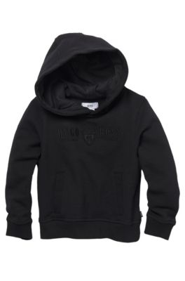 'J25553' | Boys Fleece Hooded Sweatshirt, Black