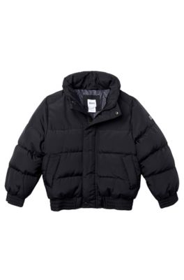 'J26167' | Boys Polyester-Blend Quilted Jacket with Detachable Hood, Black