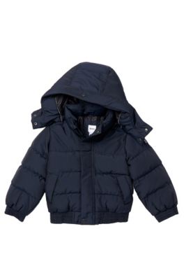 'J26167' | Boys Polyester-Blend Quilted Jacket with Detachable Hood, Dark Blue