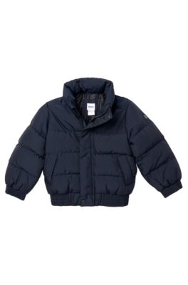 'J26167' | Boys Polyester-Blend Quilted Jacket with Detachable Hood, Dark Blue