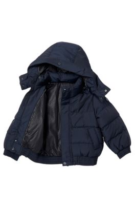 'J26167' | Boys Polyester-Blend Quilted Jacket with Detachable Hood, Dark Blue