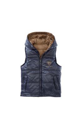 'J26168' | Boys Nylon Reversible Quilted Down Vest, Brown