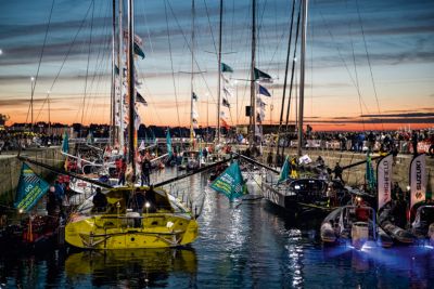 British yachtsman Alex Thomson onboard on his IMOCA Open60 BOSS race yacht.
