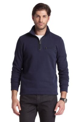 BOSS - Cotton blend zip-neck sweater 