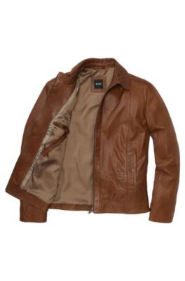 boss brown leather jacket