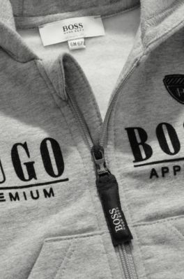 'J05240' | Toddler Stretch Cotton Blend Hooded Zip Sweatshirt, Grey