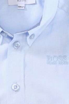 'J05241' | Toddler Cotton Button Down Shirt, Light Blue