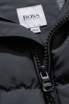 'J06076' | Toddler Polyester Blend Quilted Jacket with Detachable Hood, Dark Blue