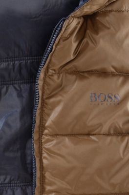 'J26168' | Boys Nylon Reversible Quilted Down Vest, Brown