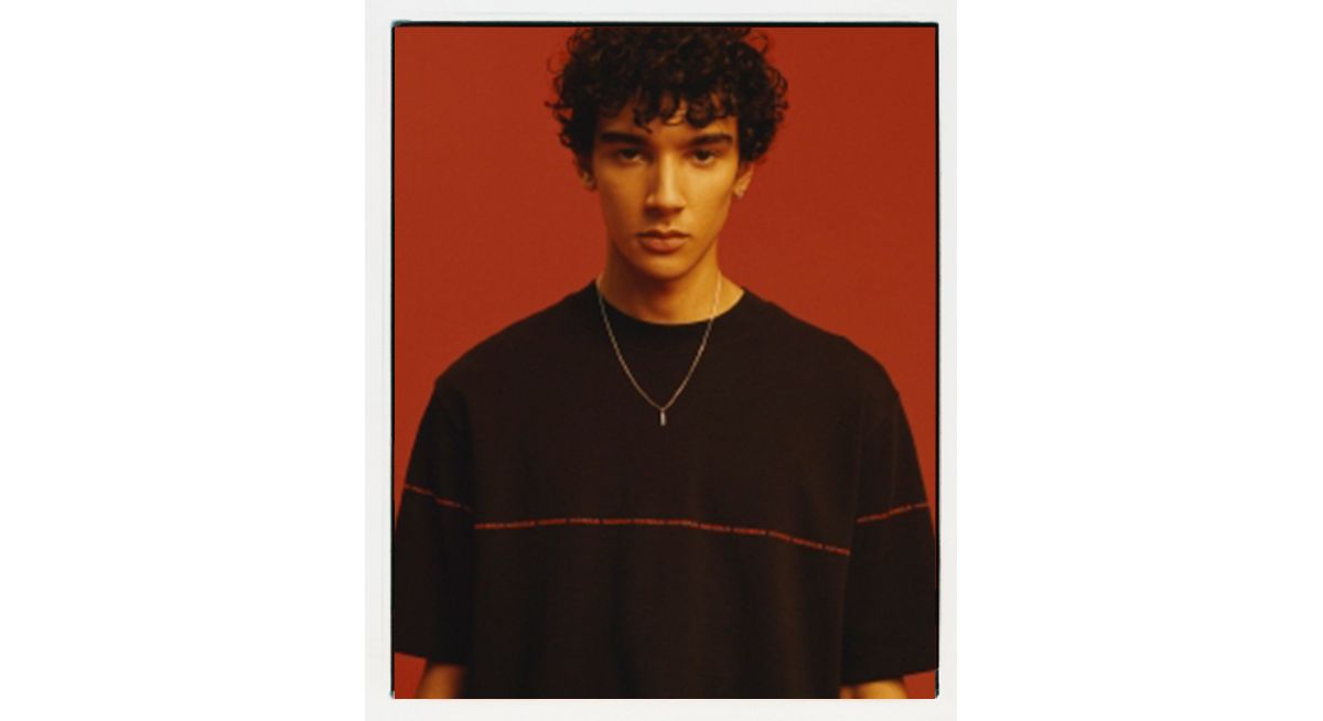 White t-shirt with red print by HUGO