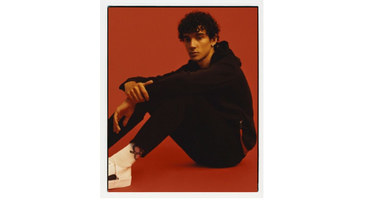 Black hoodie with red details for men by HUGO