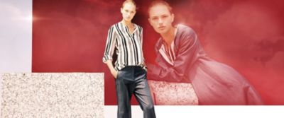 Grey trousers and striped blouse by BOSS