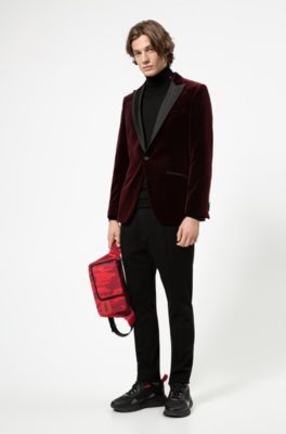 Casual suit look in dark velvet for men by HUGO