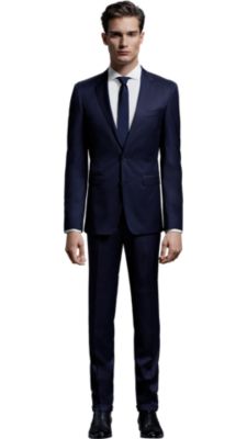 Herr mit blauem Mix and Match Anzug aus der Create Your Look Kollektion von BOSS