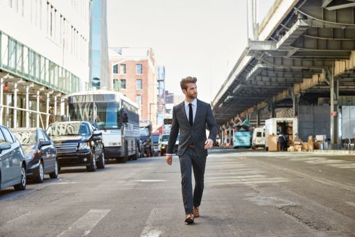 Man wearing grey suit by BOSS