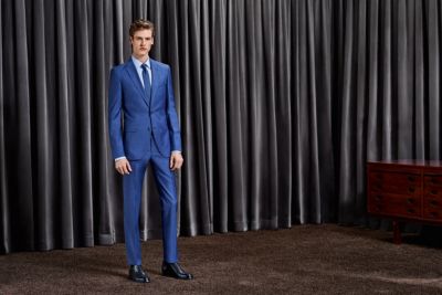 Man wearing a regular-fit suit by BOSS