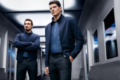 Mario Gomez wearing a blue sweatshirt and jacket from BOSS