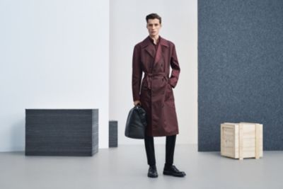 Dark red coat look for Men by BOSS
