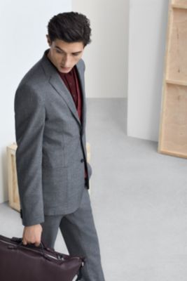 Smart grey look with red knitwear for men by BOSS