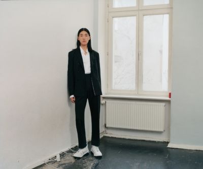 Male models wearing the Berlin and Aer suit by HUGO