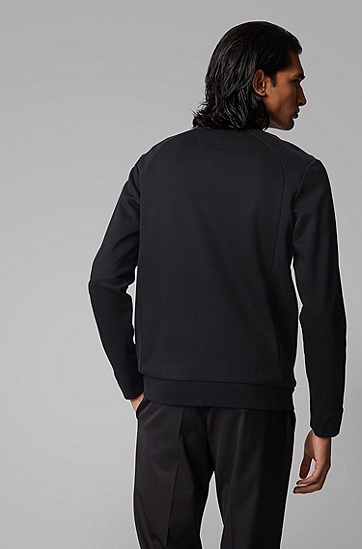 Porsche x BOSS联名款男士棉质混纺拉链运动衫,  001_黑色