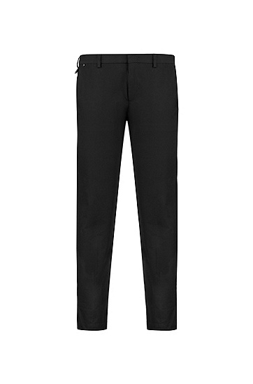 棉质混纺斜纹布面料常规版型长裤,  001_Black