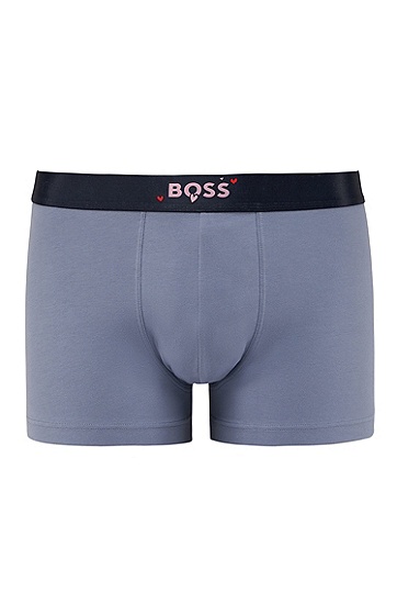 七夕BOSS X PEANUTS联名系列专有艺术风图案弹力棉质短裤两条装,  460_Open Blue