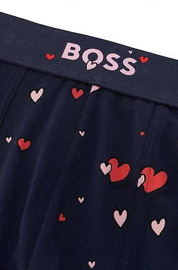 七夕BOSS X PEANUTS联名系列专有艺术风图案弹力棉质短裤两条装,  460_Open Blue