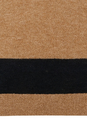 BOSS 博斯罗纹袖口常规版型圆领毛衣,  001_Black