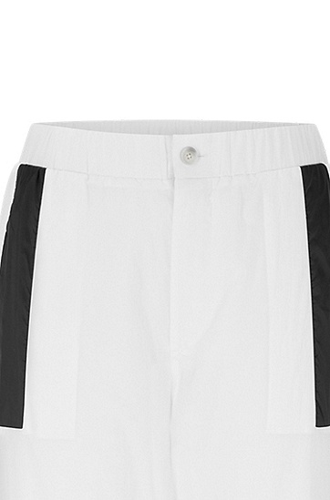 BOSS 博斯撞色嵌饰宽松版运动裤,  100_White
